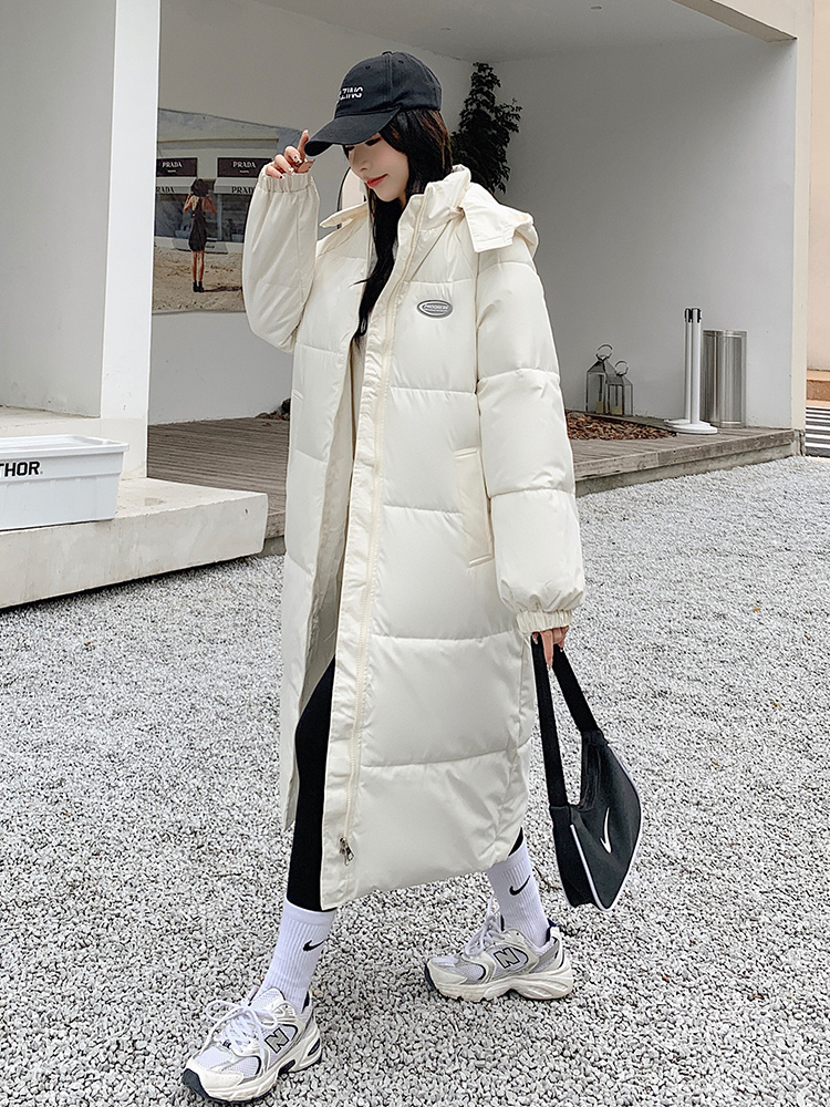 Actual shot of 2024 new down cotton-padded jacket for women, mid-length Korean style loose ins Hong Kong style cotton-padded jacket thickened jacket