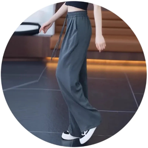 Ice silk wide-leg pants for women high-waisted summer thin 2024 new loose and drapey lazy Yamamoto casual pants and cool pants