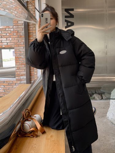 Actual shot of 2024 new down cotton-padded jacket for women, mid-length Korean style loose ins Hong Kong style cotton-padded jacket thickened jacket