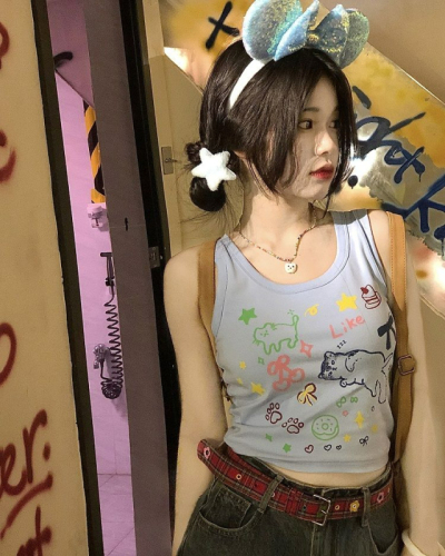 Pure sexy hottie graffiti printed camisole women's summer slim inner top