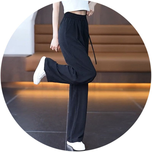 Ice silk wide-leg pants for women high-waisted summer thin 2024 new loose and drapey lazy Yamamoto casual pants and cool pants