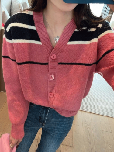 Autumn small fragrance V-neck cardigan knitted jacket for women 2024 early spring new top fashionable spring top