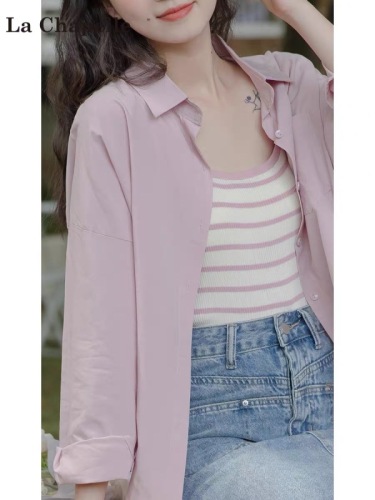 La Chapelle casual sun protection clothing for women summer thin chiffon loose long-sleeved shirt with cardigan 2024 new style