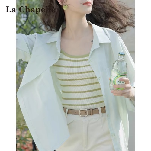 La Chapelle casual sun protection clothing for women summer thin chiffon loose long-sleeved shirt with cardigan 2024 new style