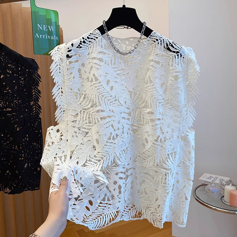 Original fabric high quality hollow crocheted lace sleeveless outer vest vest for women