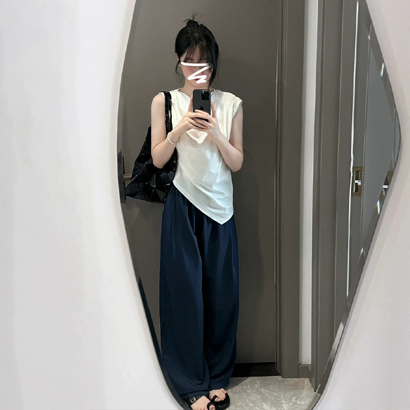 French niche irregular design sleeveless T-shirt vest for women 2024 summer new temperament slim inner top