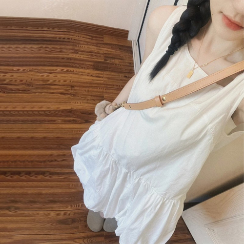 Korean white sleeveless vest dress for women, summer gentle style skirt, loose bud short skirt for small people