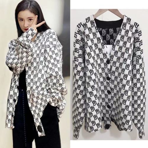 2024 new product Yang Mi's same style reversible loose Korean style wool knitted cardigan sweater jacket for women