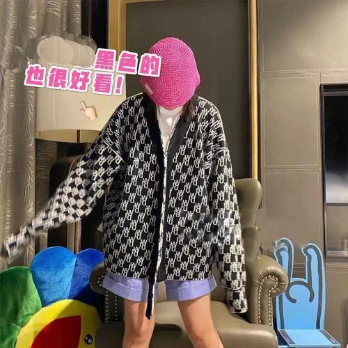 2024 new product Yang Mi's same style reversible loose Korean style wool knitted cardigan sweater jacket for women