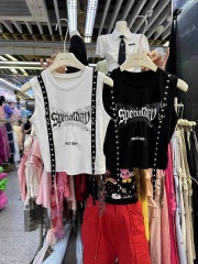 Design hot girl Liu Ding sleeveless vest women's 2024 new summer outer wear color-blocking letter American pullover top