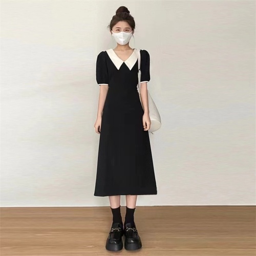 2024 new style French high-end temperament high-end small black dress for ladies summer