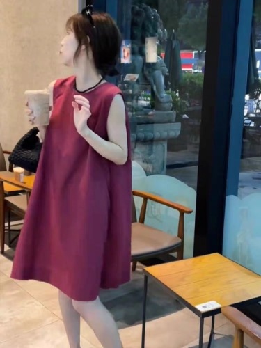 Korean style hollow back open back sleeveless dress for women 2024 summer new style high-end loose straight vest dress