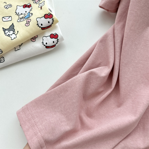 Fan Zhiqiao's design Kitty printed T-shirt for small women, fashionable, casual and versatile short-sleeved round neck loose top