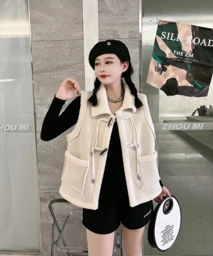 New Chinese style national style dopamine pink vest light luxury big brand high-end old money style lamb wool jacket for women in autumn