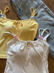 Pure desire hottie with padded tube top for women 2024 summer bow double thin strap design inner wear outer top