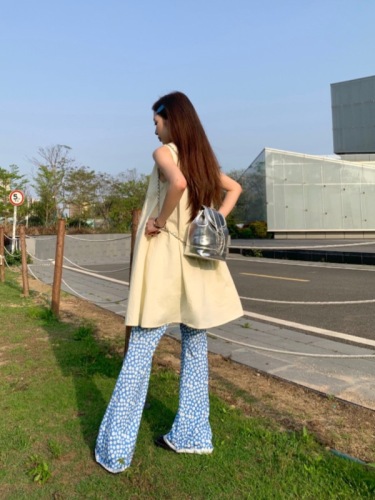 Real shot of handmade lace apricot vest shirt dress