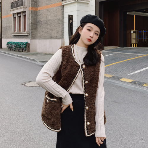 Xiaoxiangfeng lamb hair vest for women 2024 new autumn and winter outer wear fur one-piece vest lamb velvet vest jacket