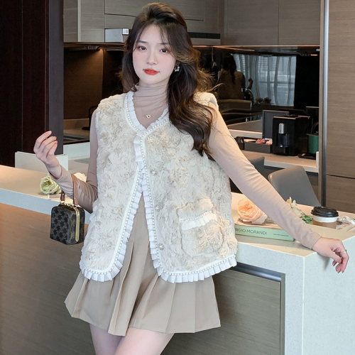 Xiaoxiangfeng fur one-piece lamb hair vest jacket for women autumn and winter new fashion beaded outer wear vest top trendy