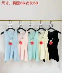 Summer sweet age-reducing v-neck clavicle irregular three-dimensional flower sleeveless top women's advanced slim vest outer wear