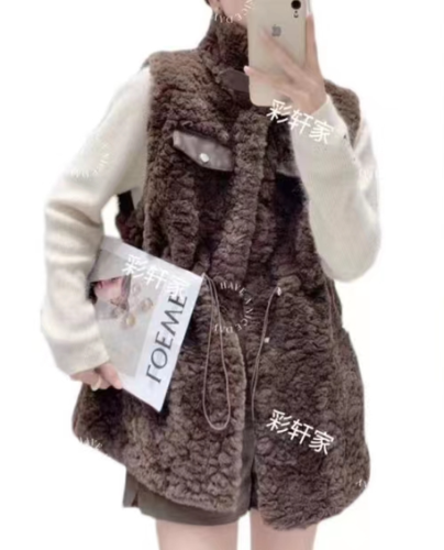 Attractive and slim imitation lamb velvet fur all-in-one vest woolen coat casual upper-grade woolen coat winter coat