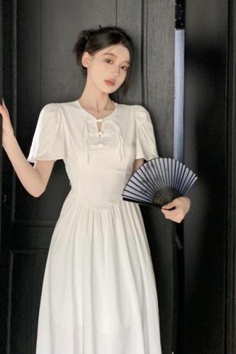 Real shot of new Chinese style Chinese style buckle improved tassel dress 2024 new style waist long skirt