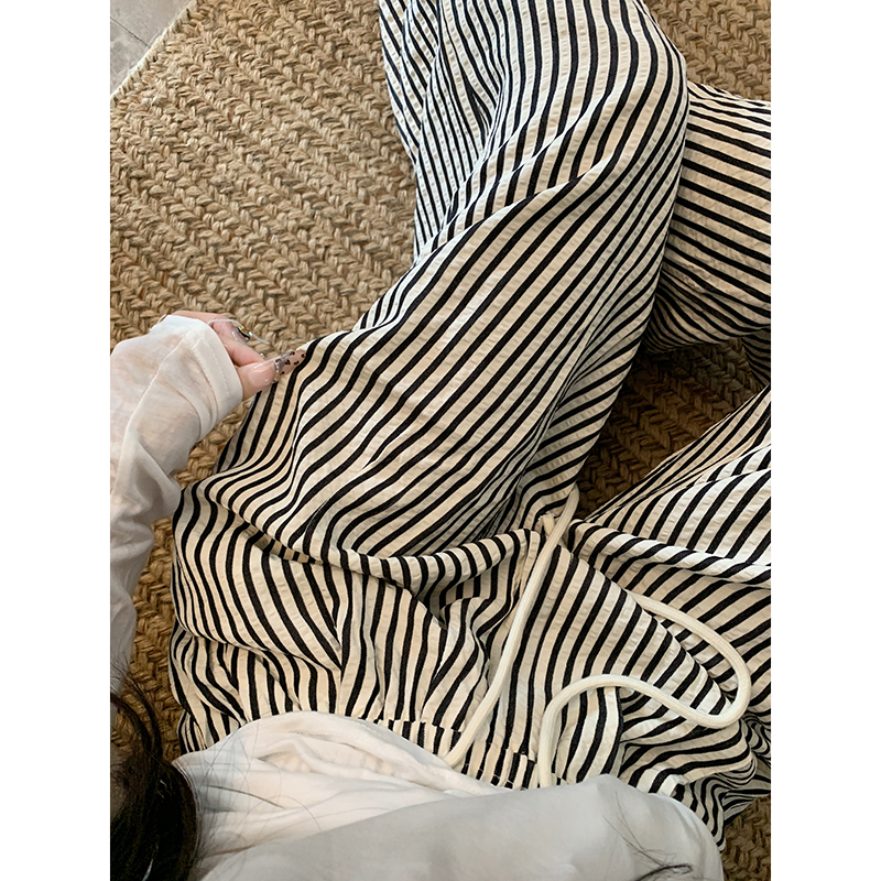 Real shot!  Vertical Striped Pants Women's 2024 Summer New Casual Loose Lazy Walking Pants Small Wide Leg Pants