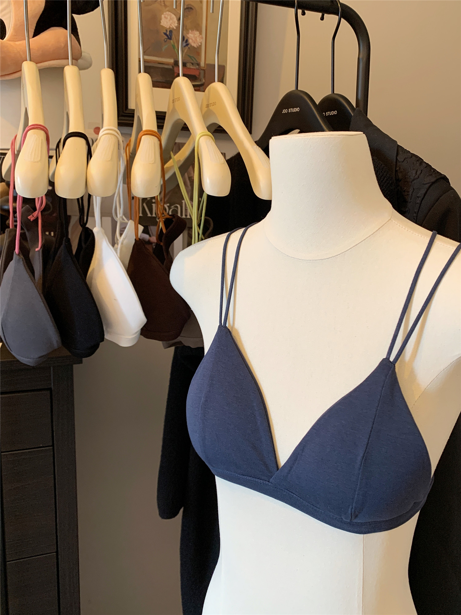 Real shot ~ No steel ring, contrasting color, fashionable French bra, beautiful back underwear, triangle cup, small breasts, tube top