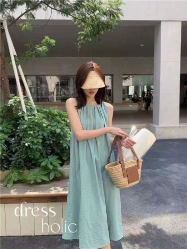 dressholic design holiday cool sleeveless dress French long skirt minimalist niche summer skirt