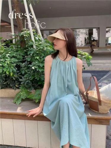 dressholic design holiday cool sleeveless dress French long skirt minimalist niche summer skirt