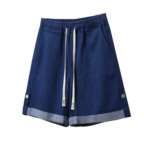 Actual shot of new summer large size elastic waist loose denim shorts fat MM Tencel wide leg versatile casual shorts