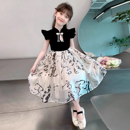 Girls dress summer dress 2024 new style foreign style children's national style Hanfu new Chinese style summer super fairy princess dress