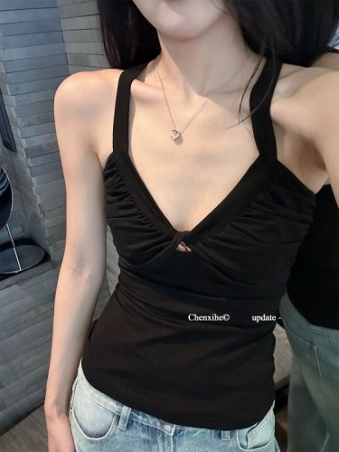 He Chenxi's second-hand style cross-back waist suspender women's summer design slim-waist sexy top