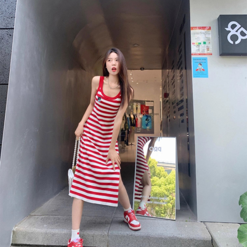 Summer slim-fitting sweet girl style hip-hugging tank top long skirt