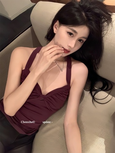 He Chenxi's second-hand style cross-back waist suspender women's summer design slim-waist sexy top