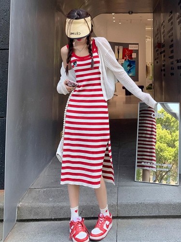 Summer slim-fitting sweet girl style hip-hugging tank top long skirt