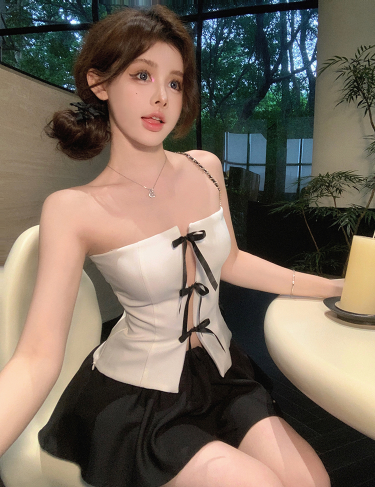 Real shot of new summer sexy bow tube top for women