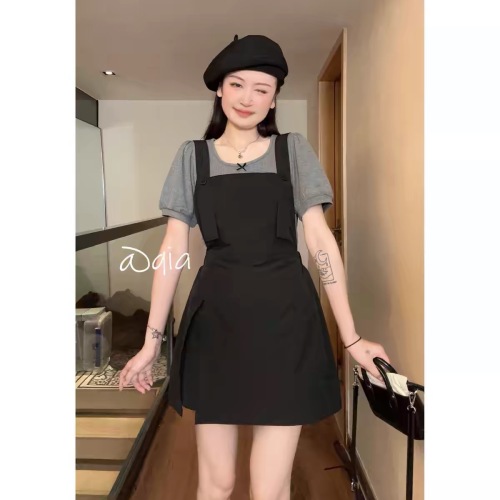 Jiang Chacha—Prague culottes with quick-drying fabric, elastic waist, slimming and fashionable suspender skirt for little people