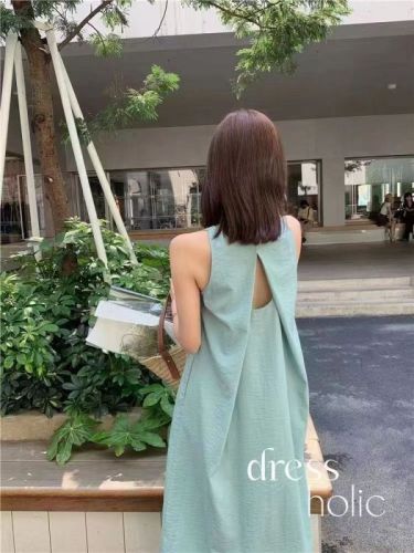 dressholic design holiday cool sleeveless dress French long skirt minimalist niche summer skirt