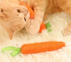 Cat toy cute carrot handmade paper rope woven with bell sound bite resistant kitten molar teeth chewing toy
