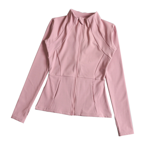 Yoga wear for women in spring and summer, stand-up collar zipper jacket, slim-fitting, sun-proof, slimming, long-sleeved, high-end running and fitness tops