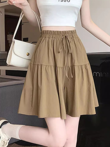 Large size lazy wind ice silk quick-drying wide-leg culottes for women summer thin large size casual trousers half-length culottes