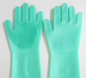 Silicone dishwashing gloves waterproof and anti-scalding housework gloves pet bathing gloves cat and dog massage kitchen cleaning artifact