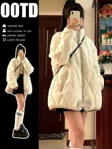 Diamond down cotton jacket for women 2024 new thin winter baseball jacket oversize cotton jacket Korean style cotton jacket