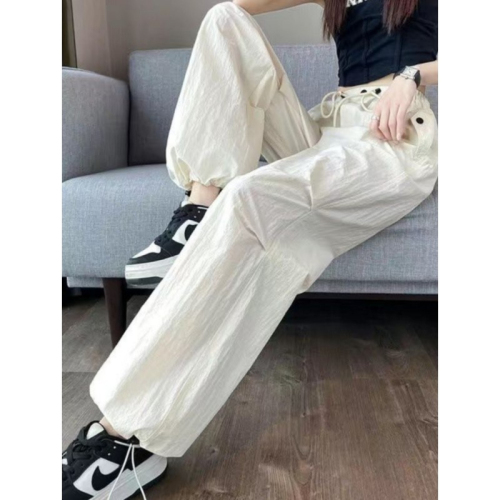 Official photo American quick-drying overalls for women, new thin elastic waist casual sports pants, loose wide-leg leggings