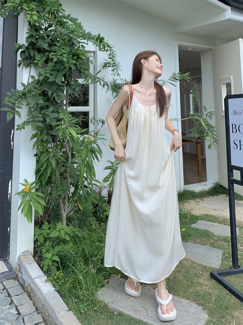Actual shot~~2024 new summer style sweet and versatile solid color western style suspender skirt for women