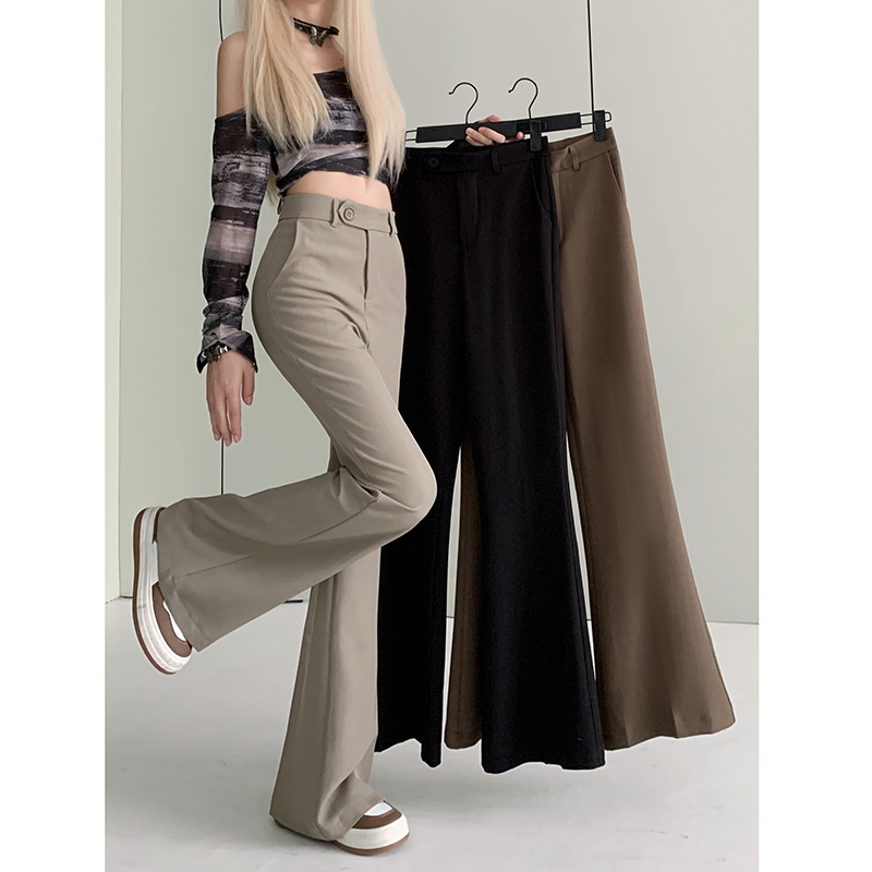 Live-shoot! 2024 New Design Sensory Micro-Bellbottom Flowy Casual Trousers Slim Suit Trousers for Women