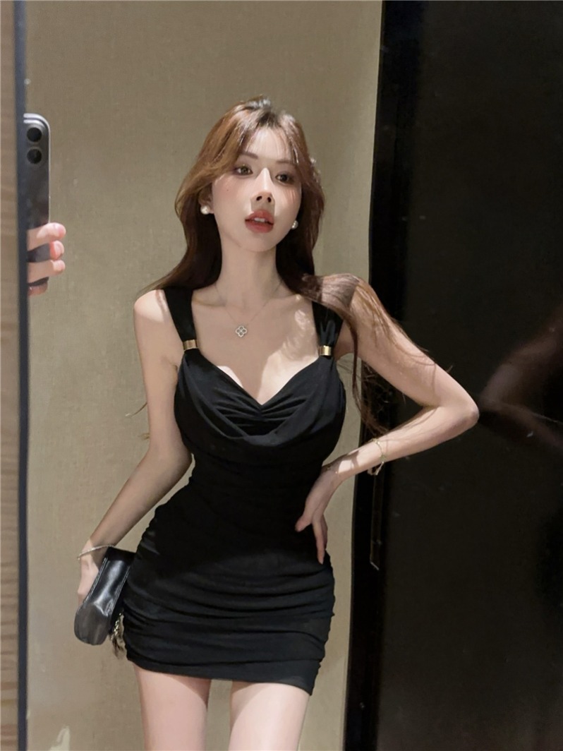 Real shot~The new summer style slim-fitting slim hip-packing skirt suspender mesh waist-hugging dress