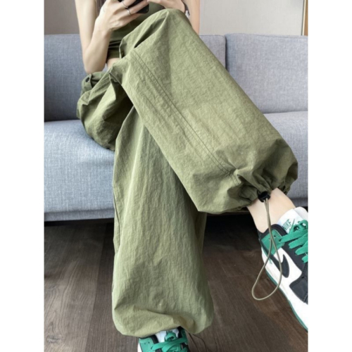 Official photo American quick-drying overalls for women, new thin elastic waist casual sports pants, loose wide-leg leggings