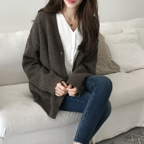 Korean autumn sweater women's cardigan trend 2024 new women's fashion slim V-neck sweater large size jacket