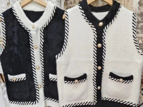 2024 New Fashion Round Neck Small Fragrant Style Knitted Cardigan Women’s Foreign Style Short Sweater Vest Jacket